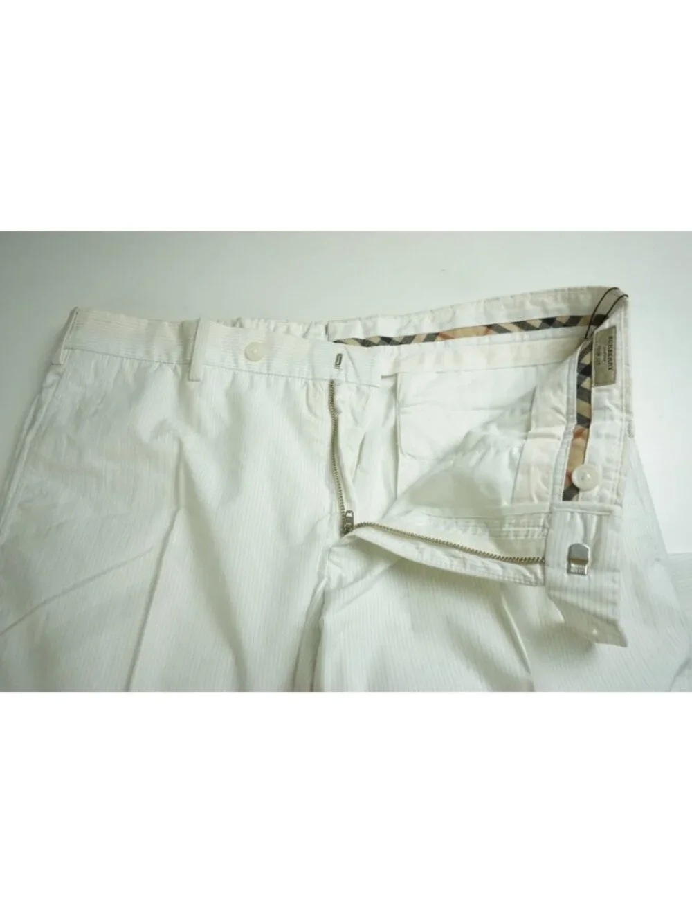 Burberry London White Striped Cotton Blend Slim Chino Pant 50 EU BRAND NEW